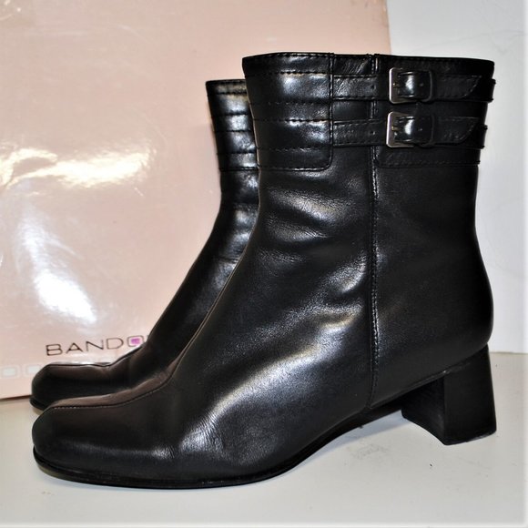 Bandolino Bostela Black Leather Ankle Boot Sz 8 - Picture 2 of 8